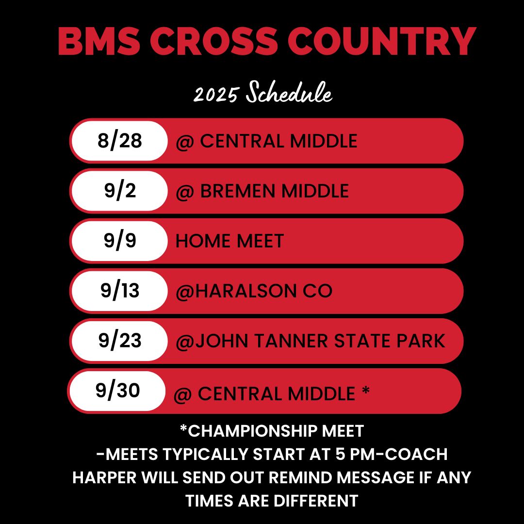 Cross Country Schedule 2025