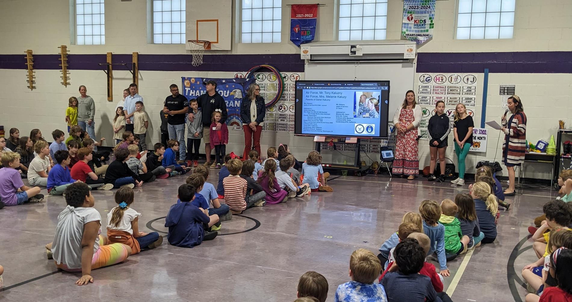 photo of Veterans Day assembly honoring parents and staff veterans