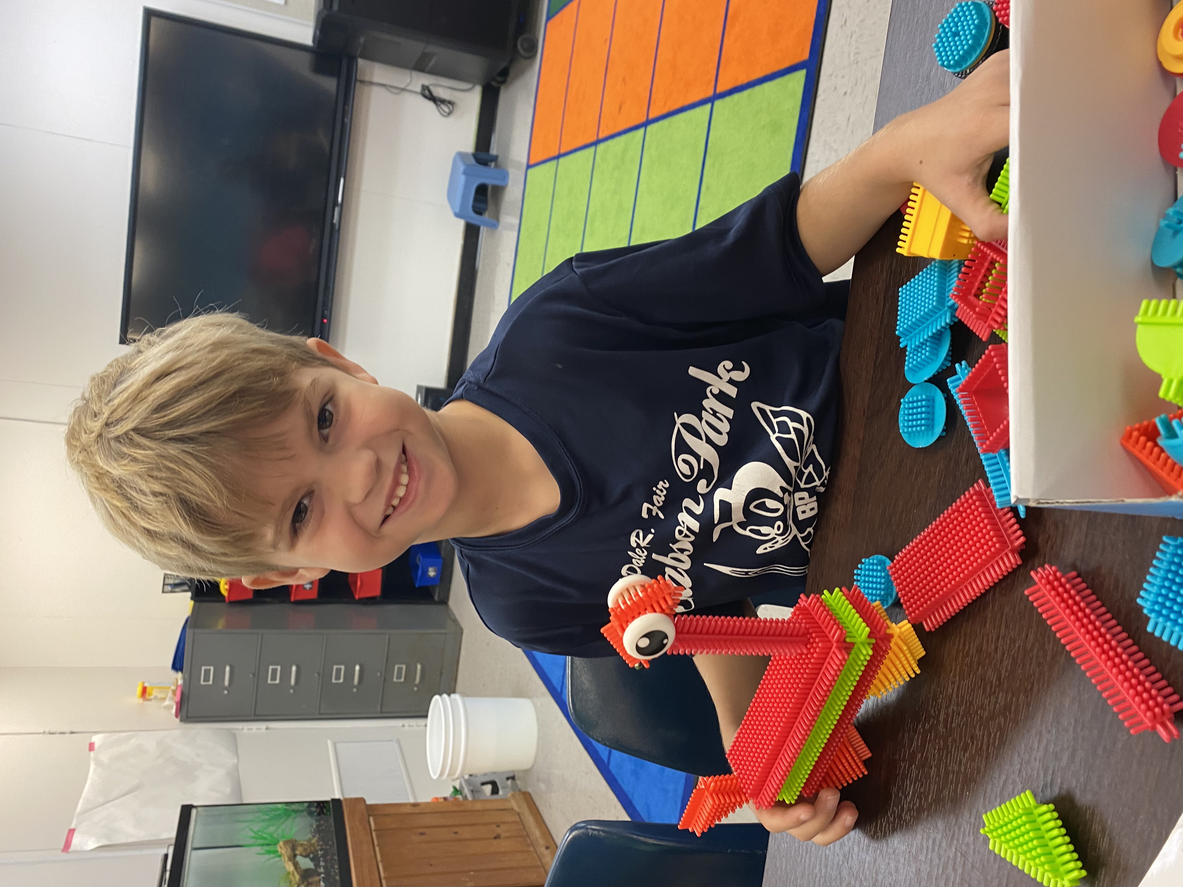 Kindergarten students exploring how to be an engineer with Bristle toys.