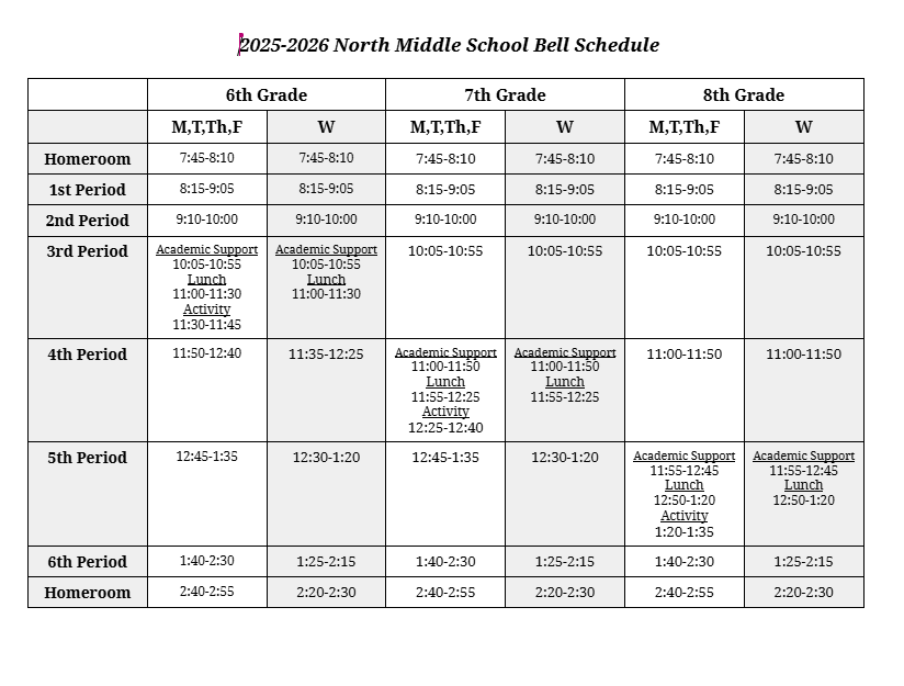 Normal Schedule