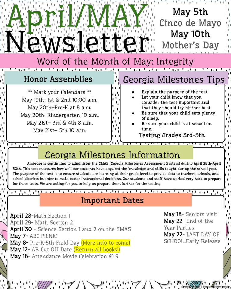 April & May Newsletter