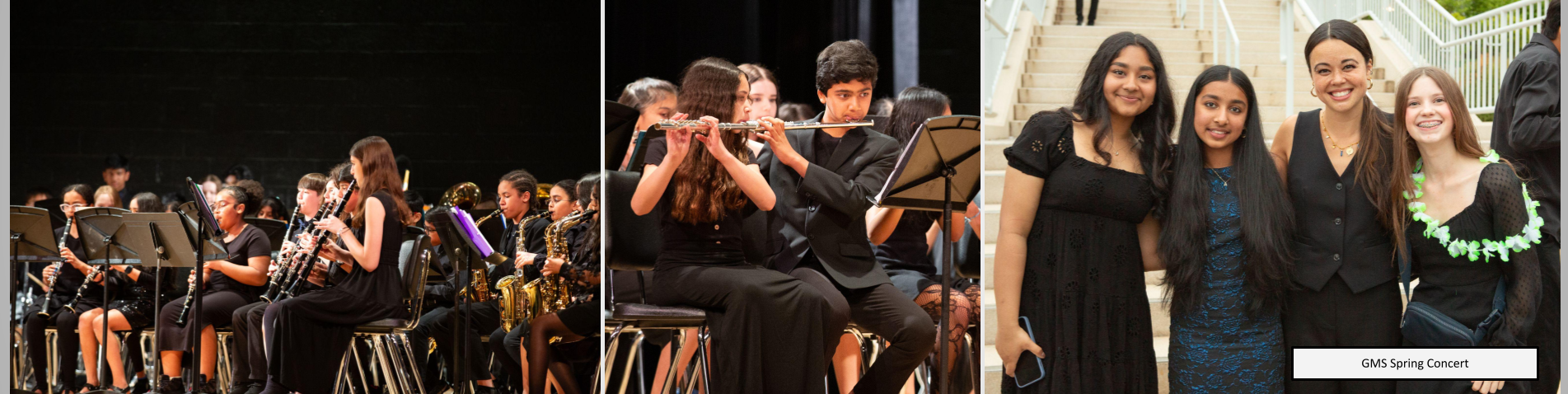 Students posing for photos during their Spring band concert