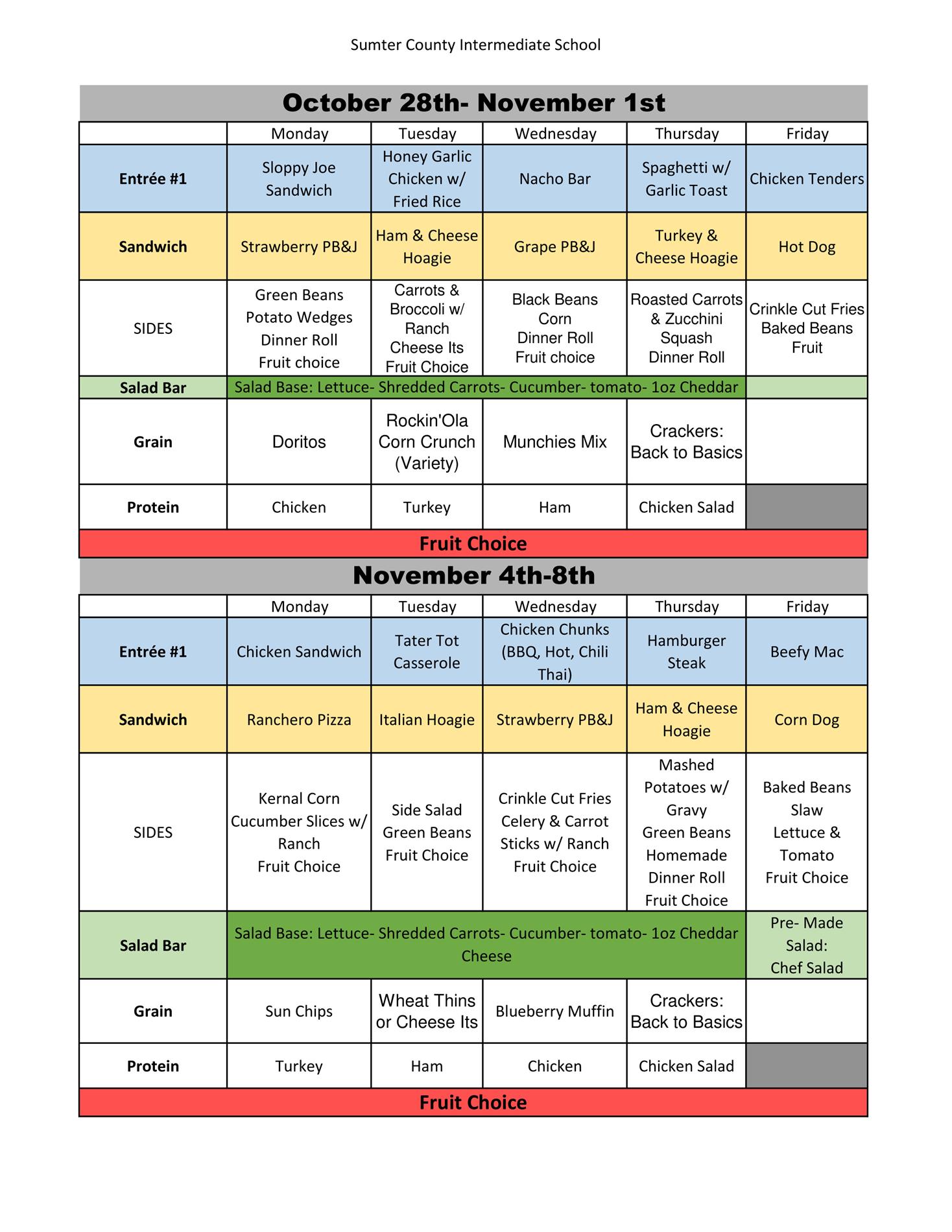 November Lunch Menu 1