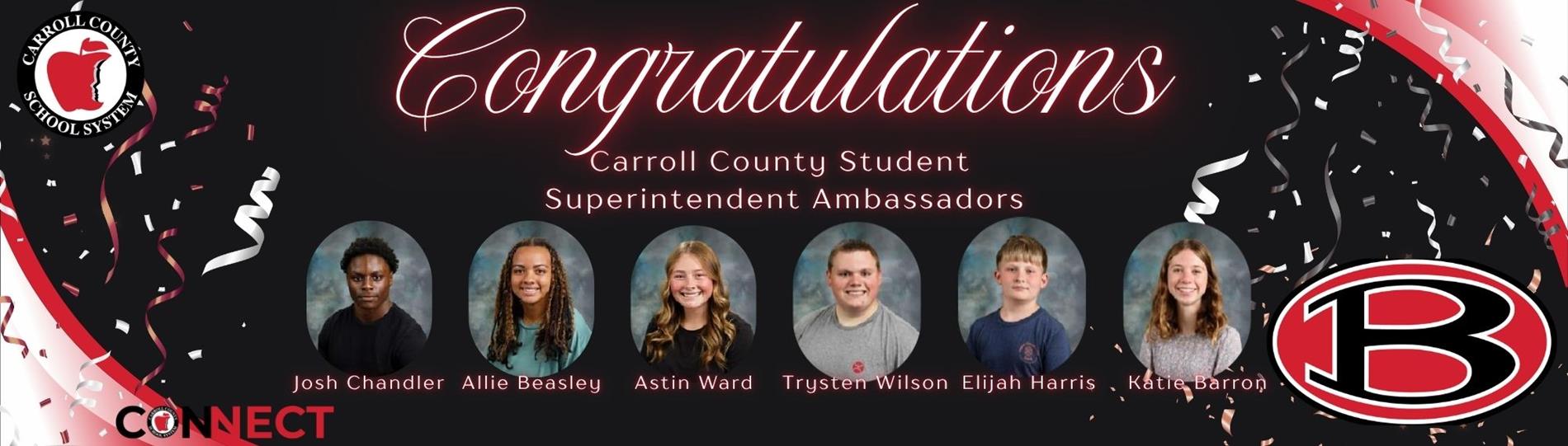 Bowdon High School Students selected to serve as one of the Superintendent's Ambassadors