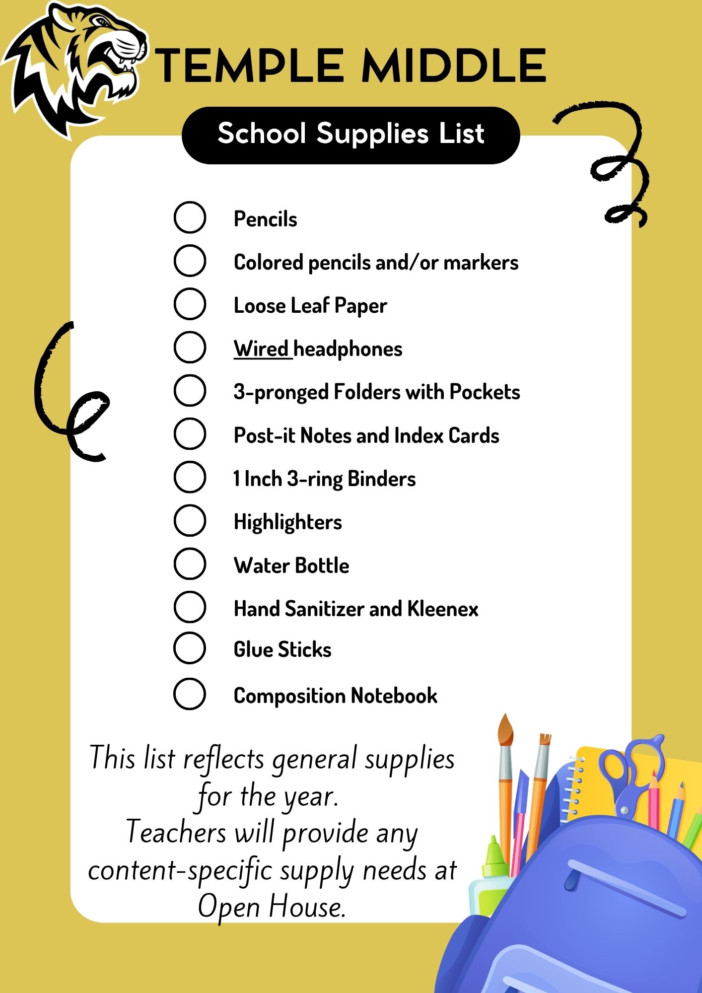 TMS School Supply List Information