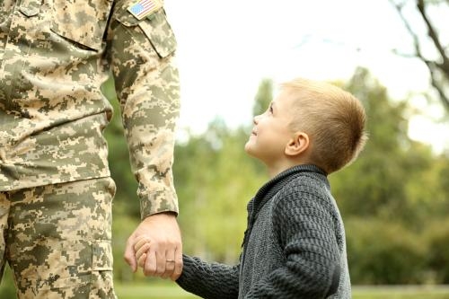 Military father with son