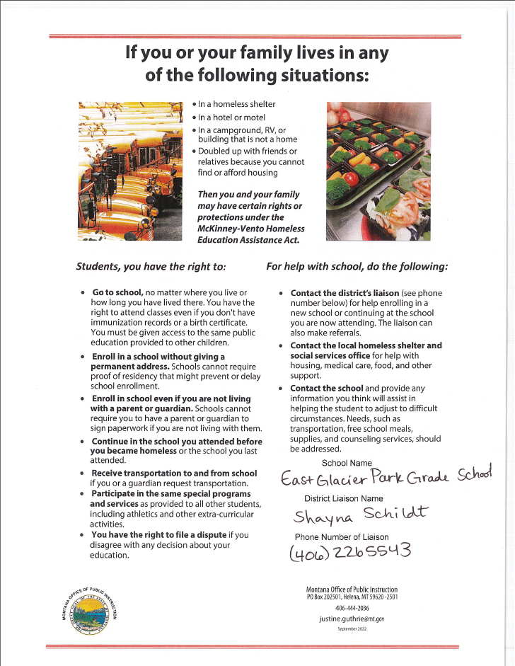 Homeless Student Resource Flyer