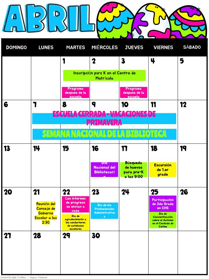 APRIL CALENDAR (SPANISH)