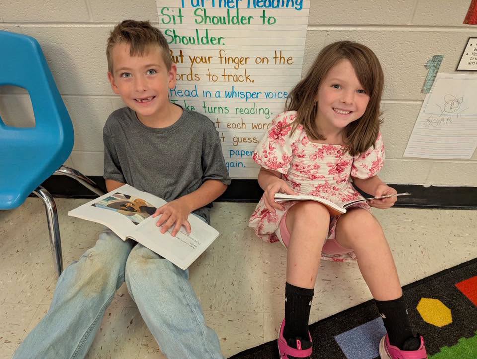 Students reading together