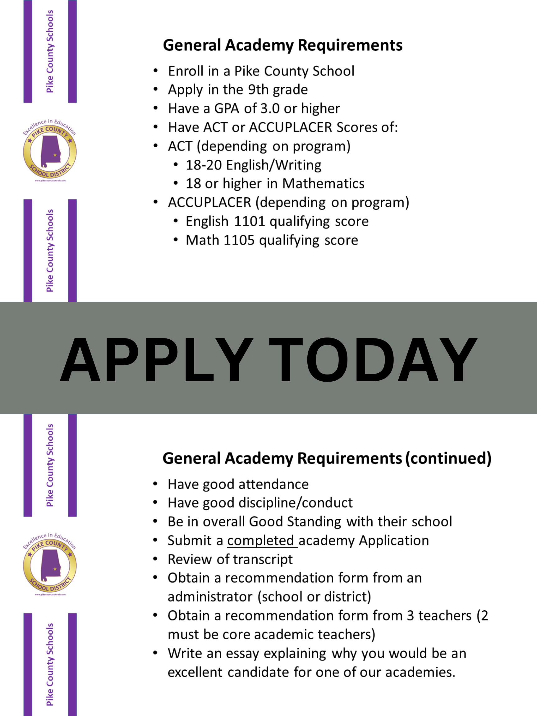 Academy Application information