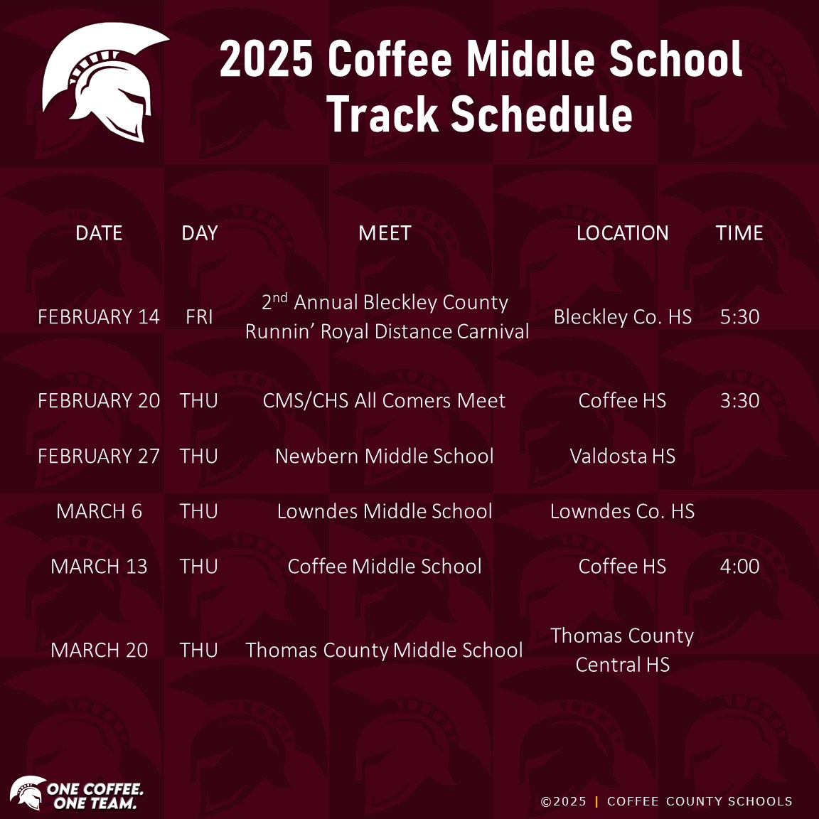 2025 CMS Track Schedule