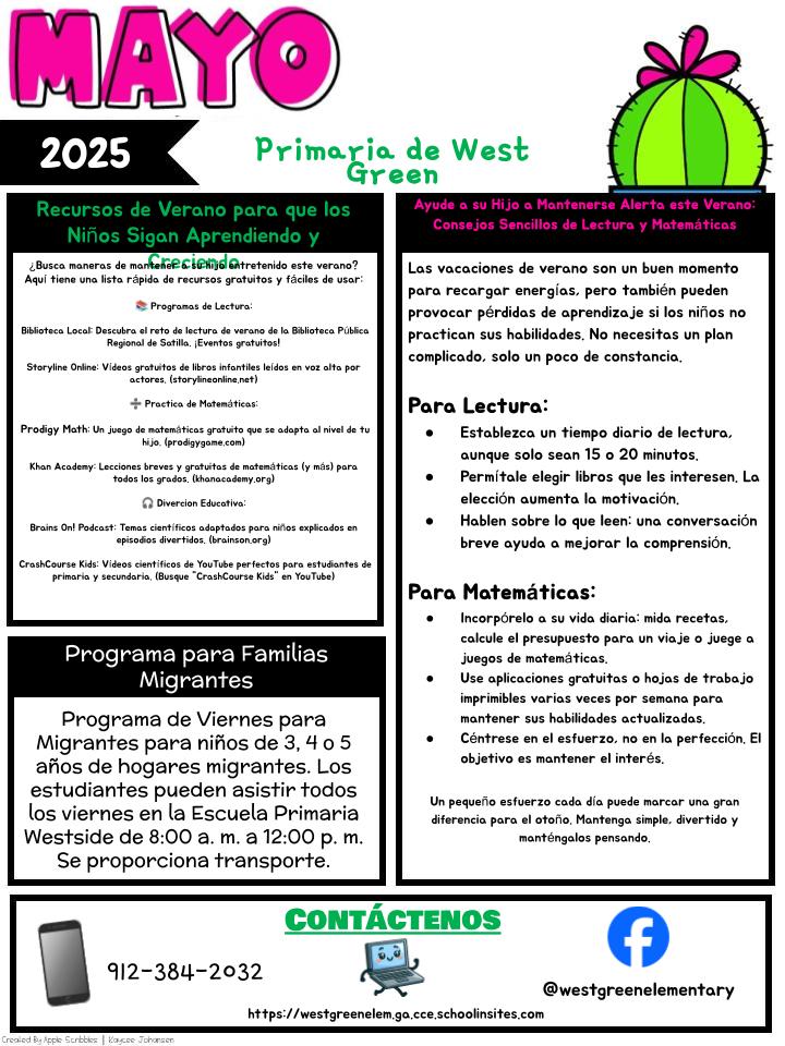 MAY NEWSLETTER SPANISH