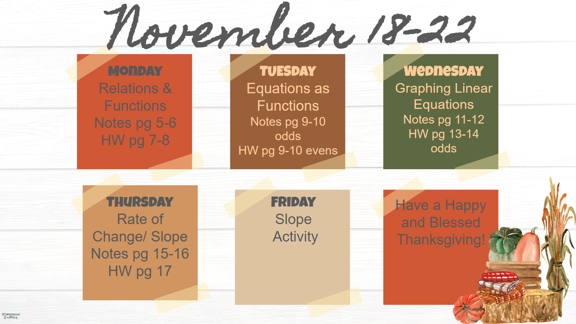 Week of November 18-22