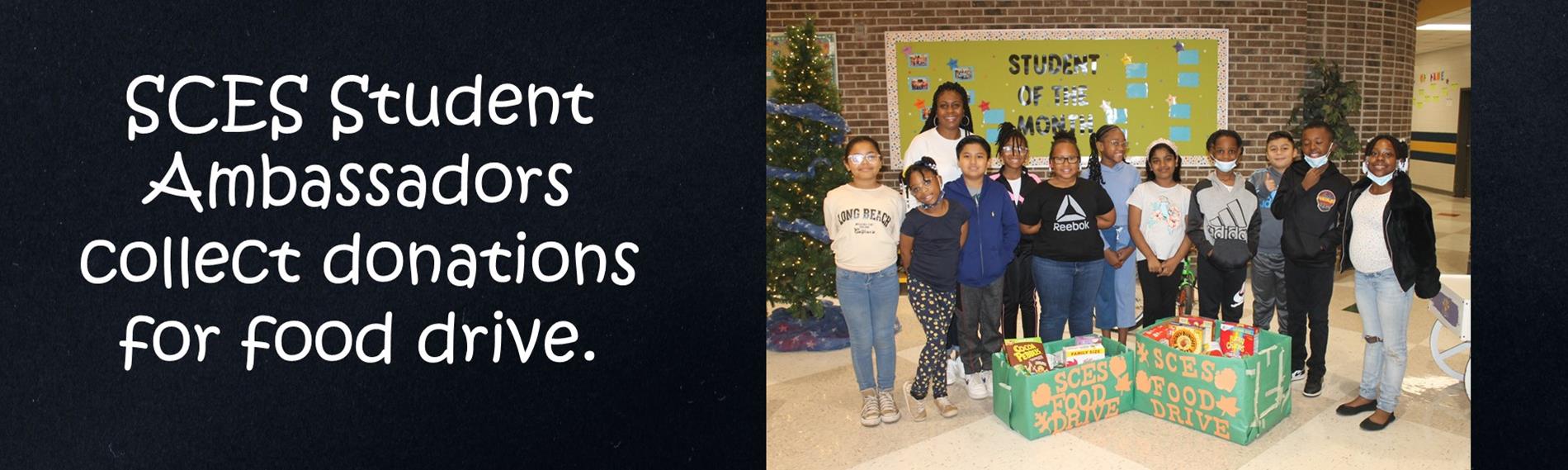 SCES Student Ambassadors Collect Food for Food Drive 