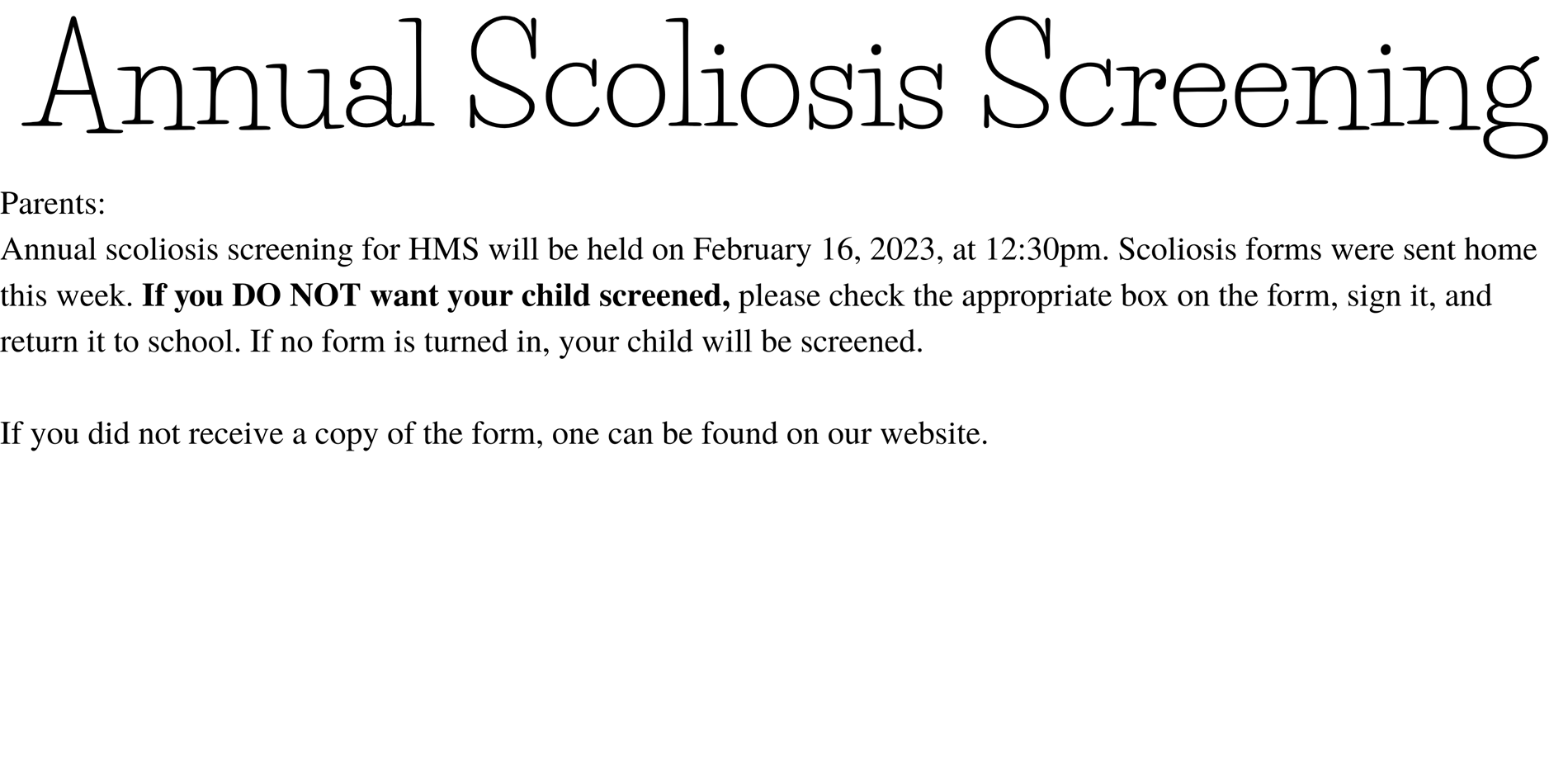 Scoliosis Screening Information