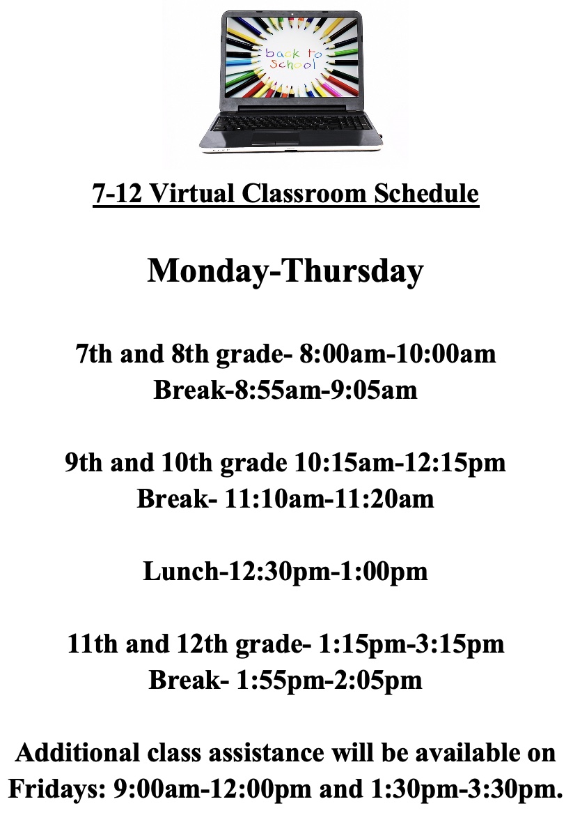 SPED Virtual Classroom Schedule