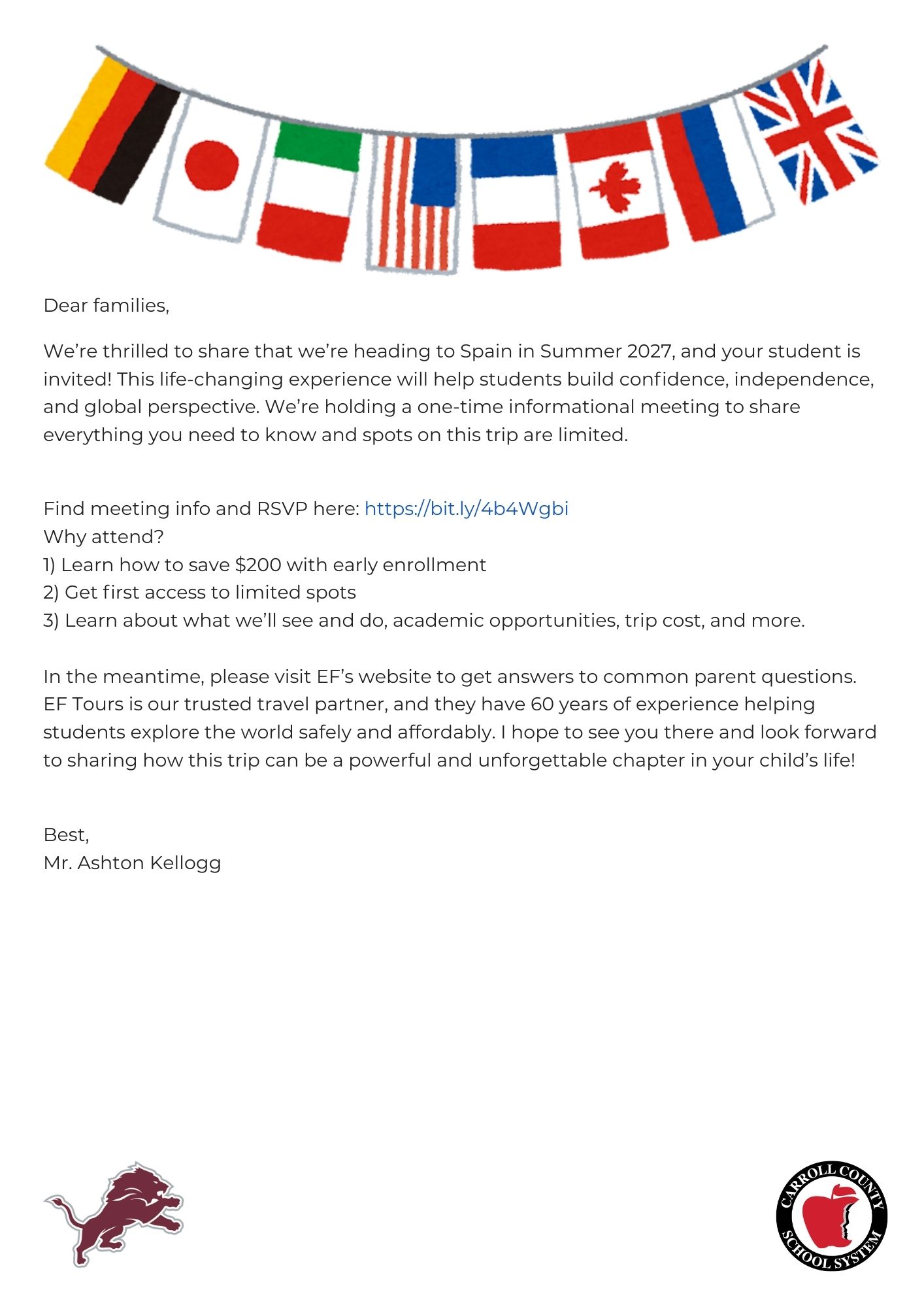 a message from mr. kellogg