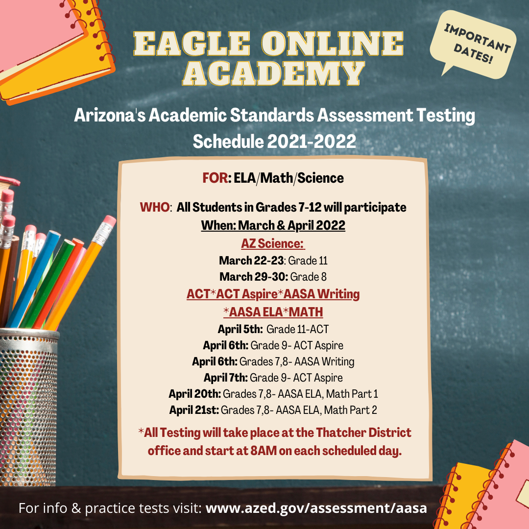 Eagle Online Testing Schedule