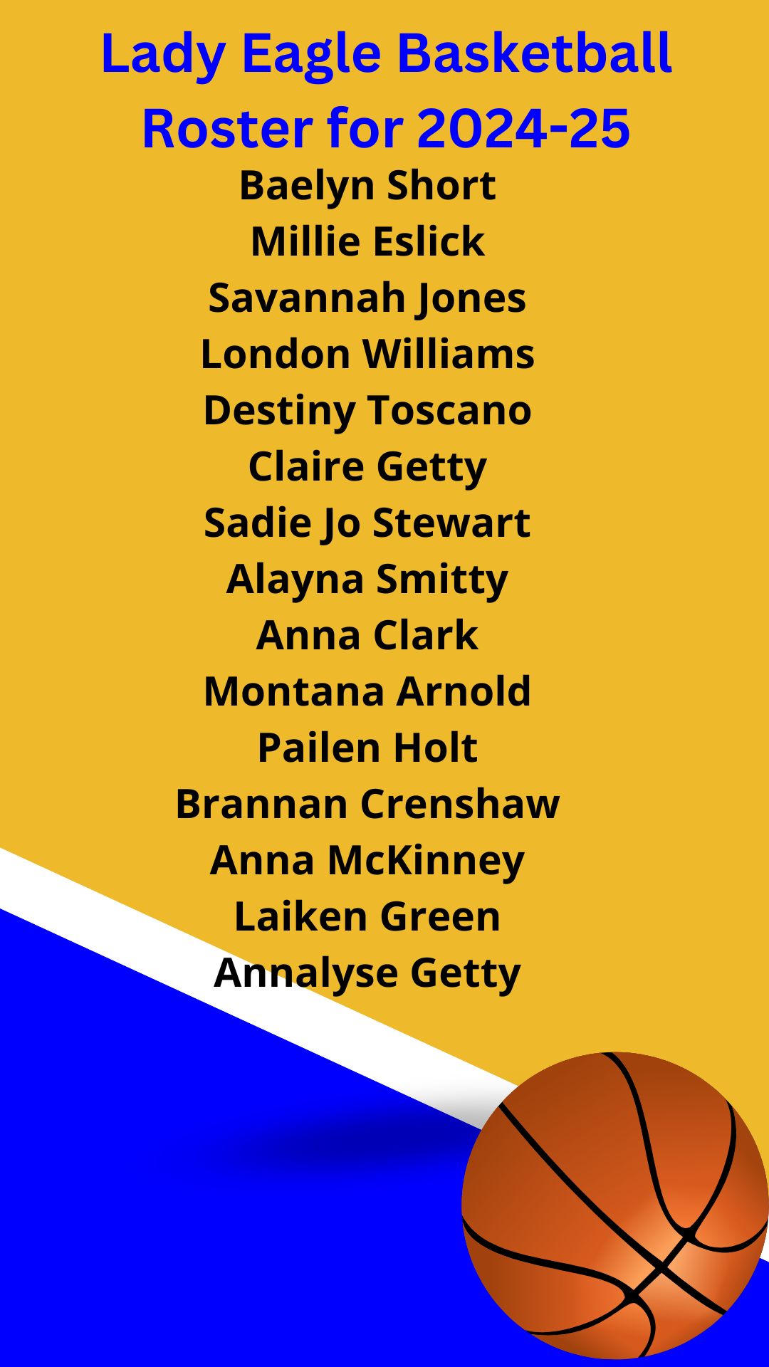 2024-2025 Lady Eagles Basketball Roster