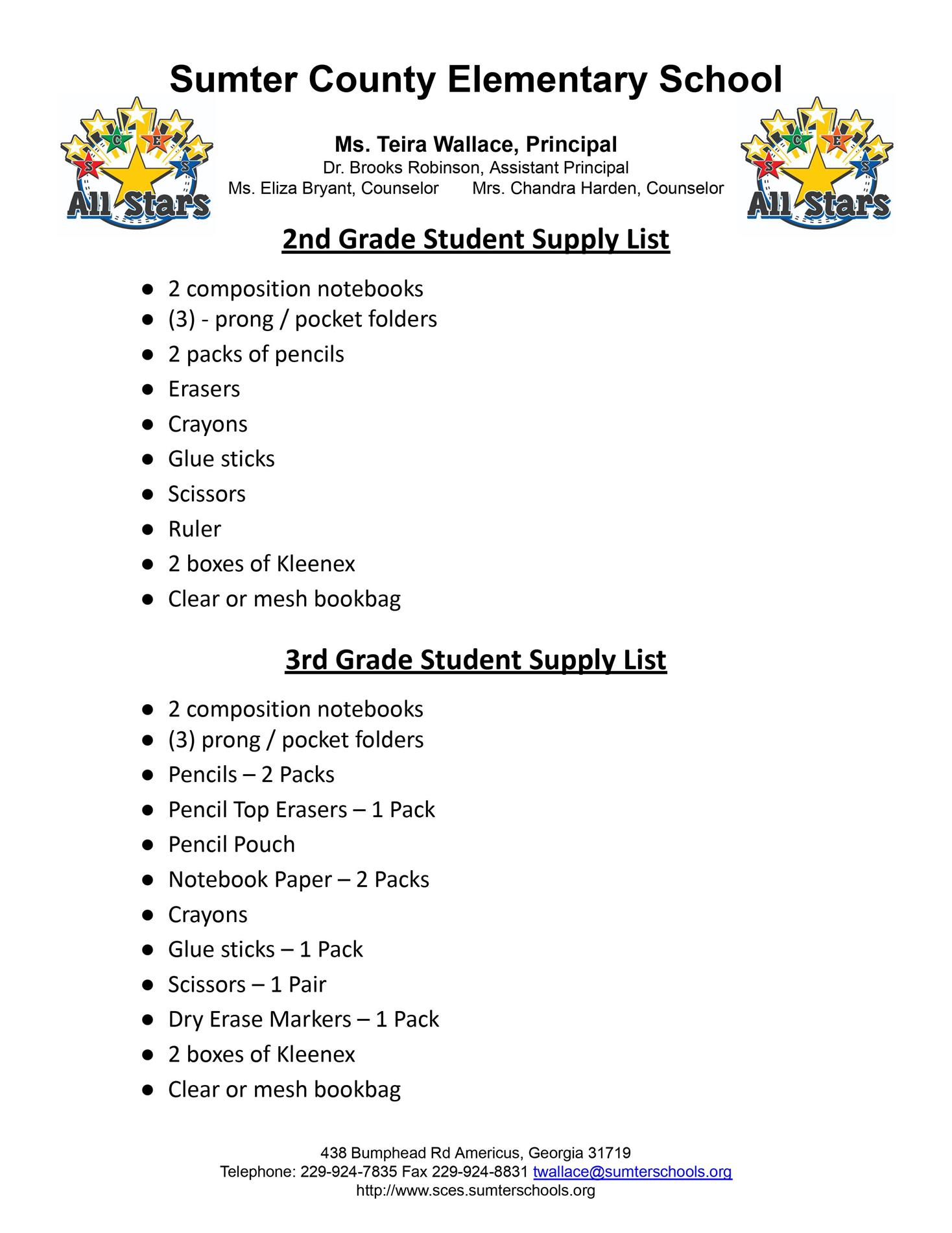 2023 - 2024 School Supply List 