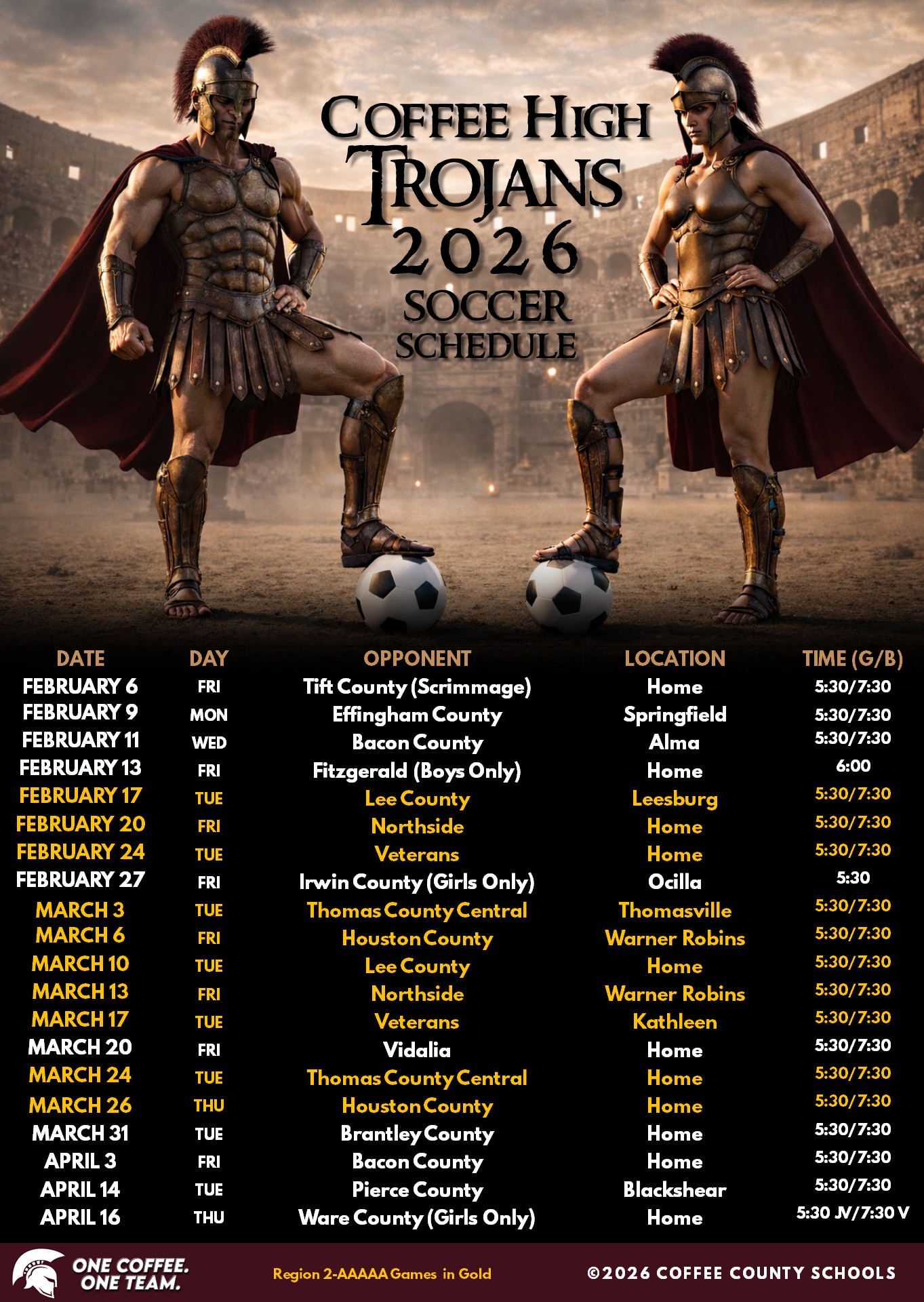 2026 CHS Varsity Soccer Schedule