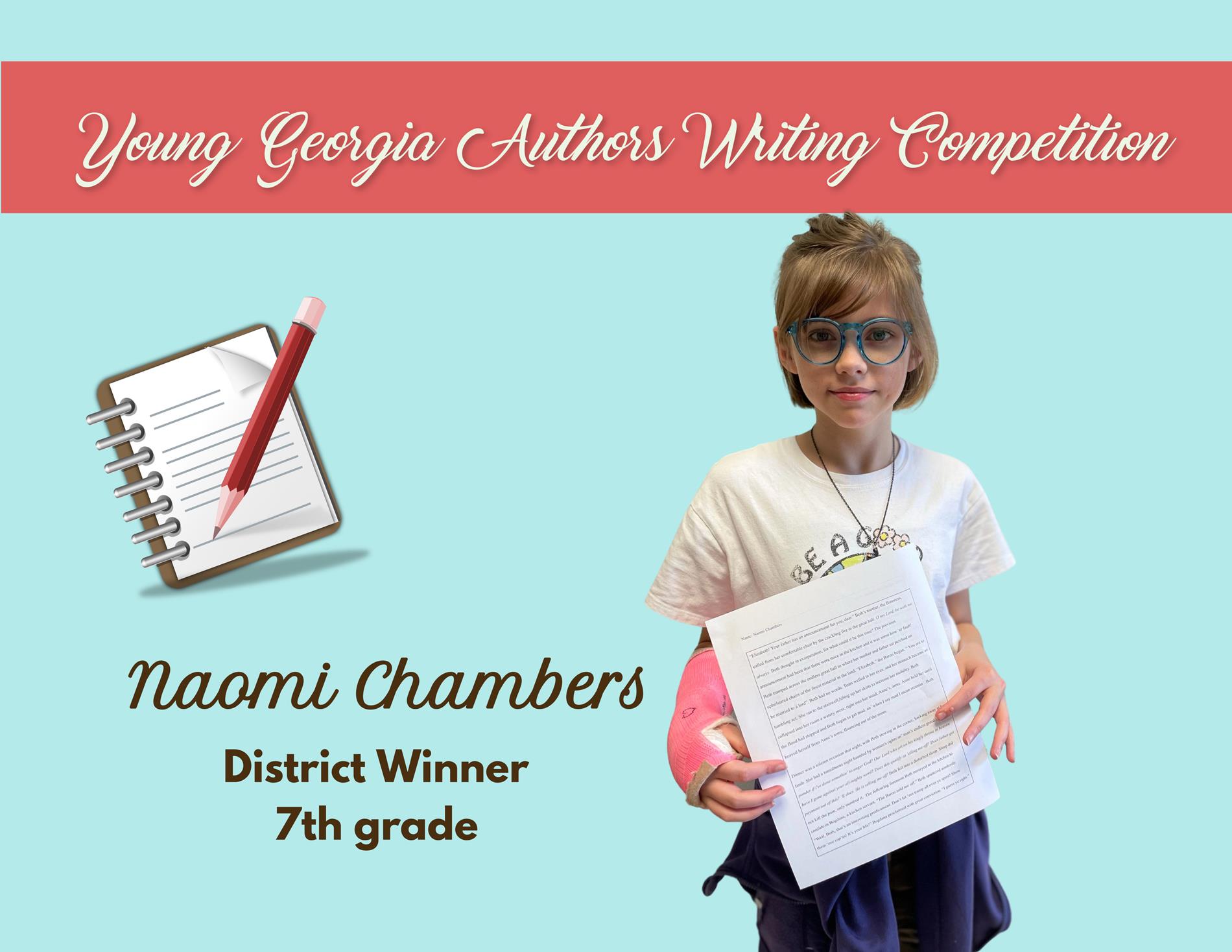 Young Georgia Authors Writing Competition 7th Grade District Winner
