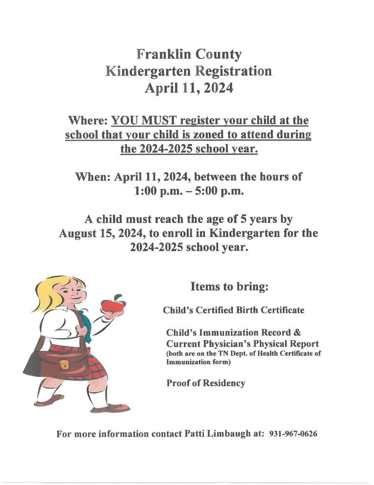 Kindergarten regisration on April 11th between 1pm and 5 pm at the school your are zoned for