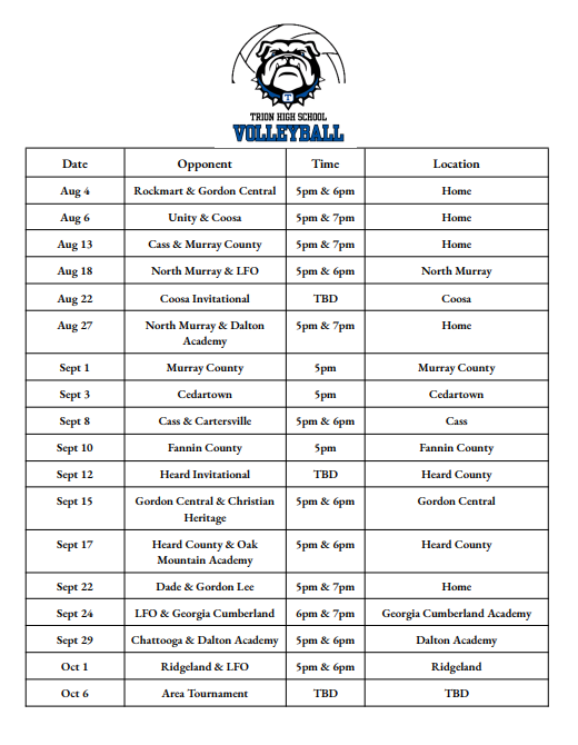 THS VOLEYBALL SCHEDULE 2025
