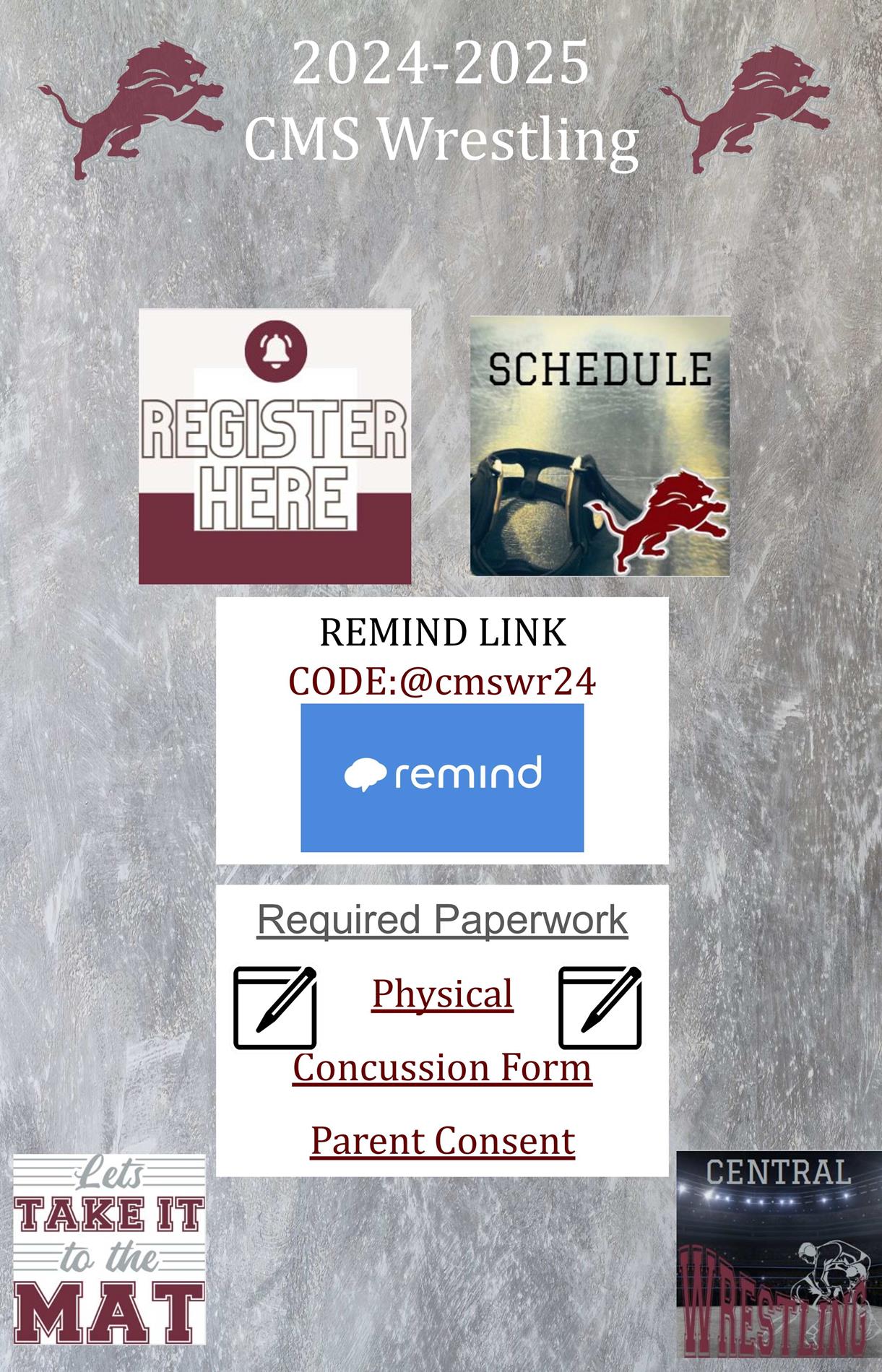 wrestling sign up information with qr code