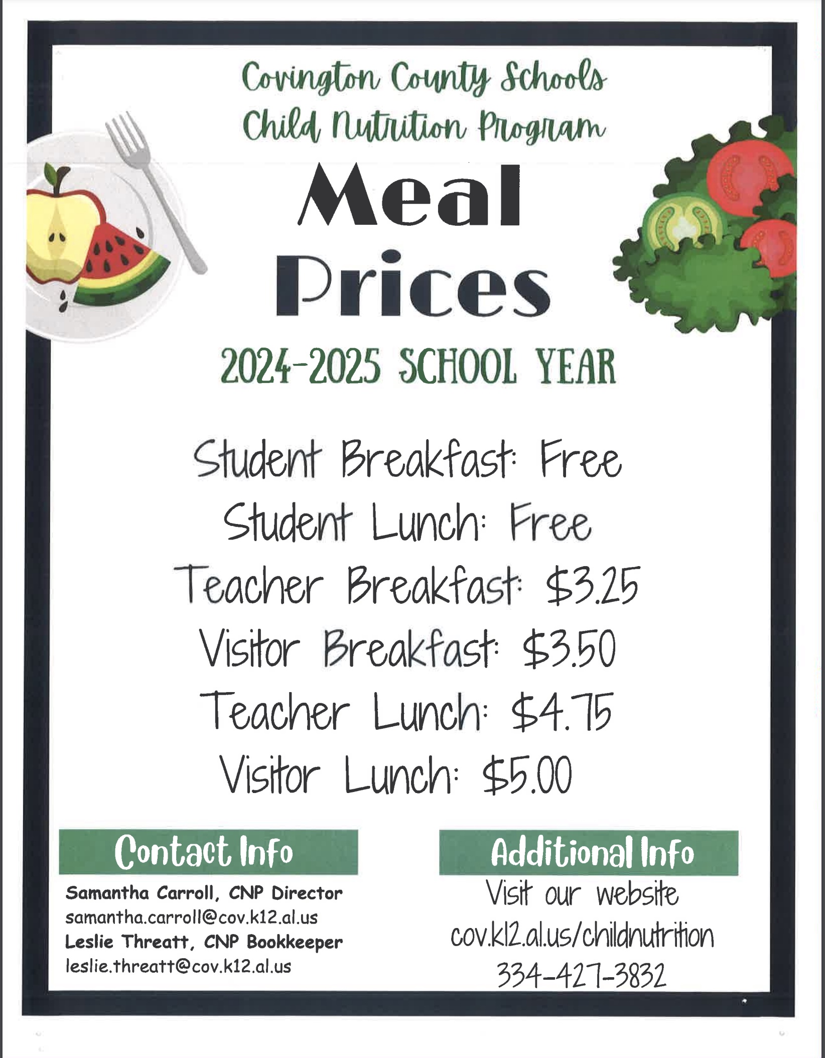 2024-2025 Meal Prices