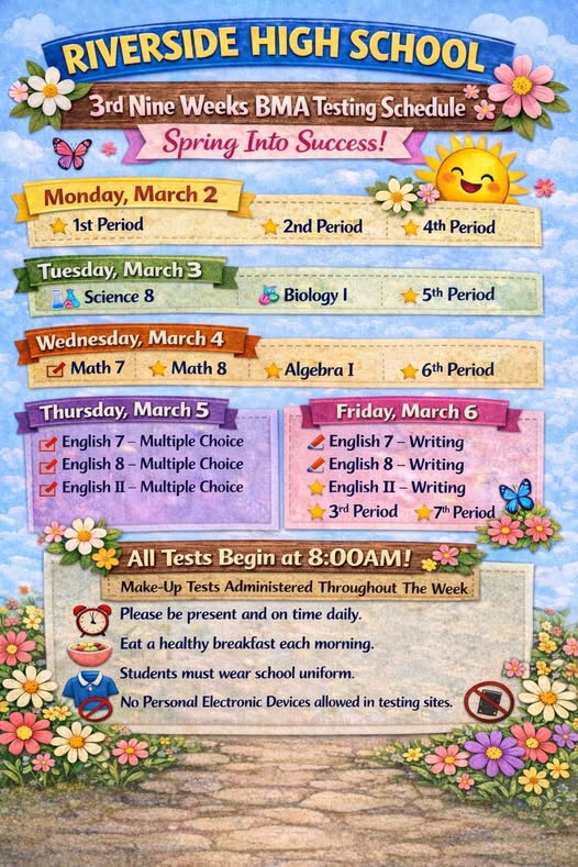 3rd Nine Weeks/BMA Schedule