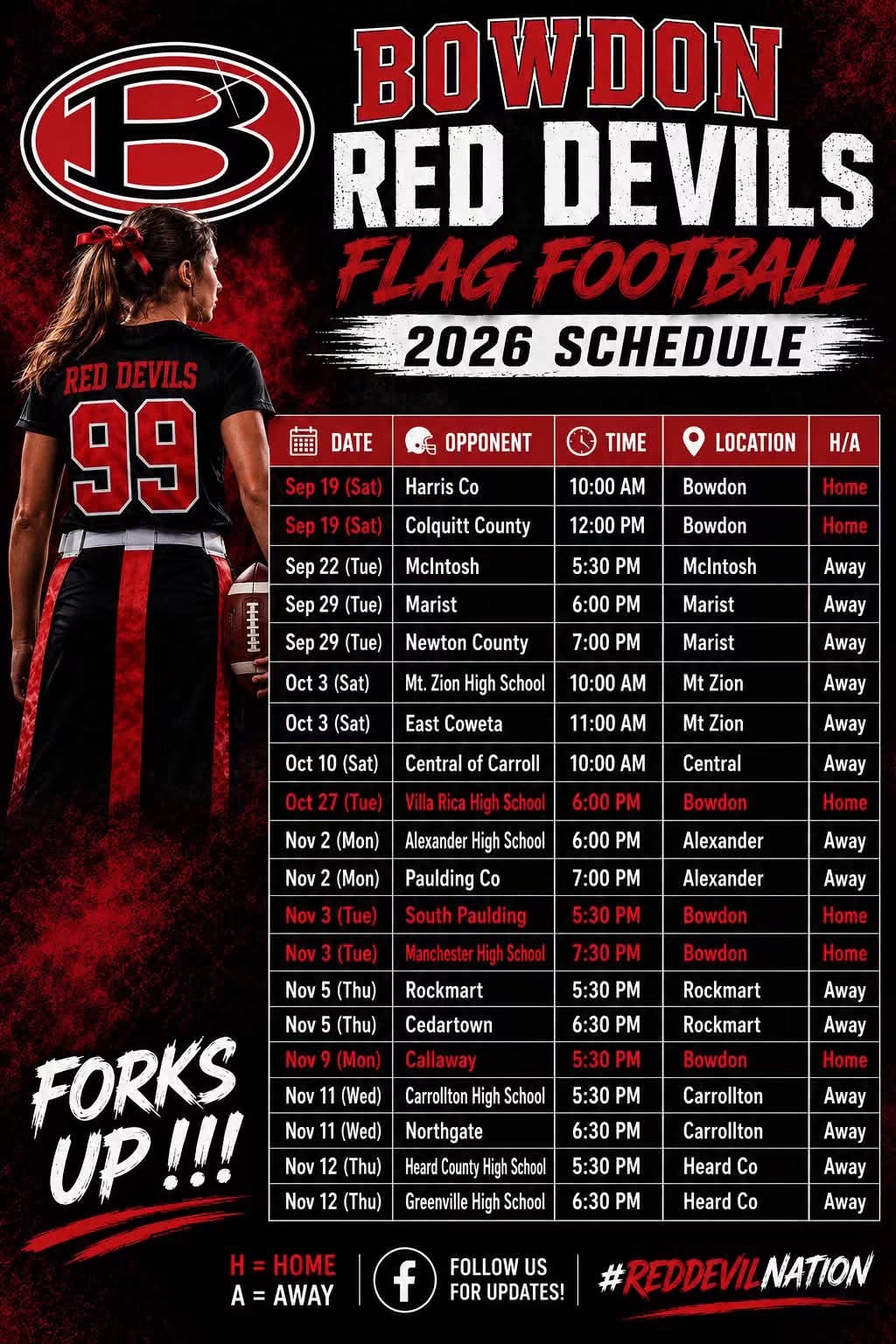 Flag Football Schedule