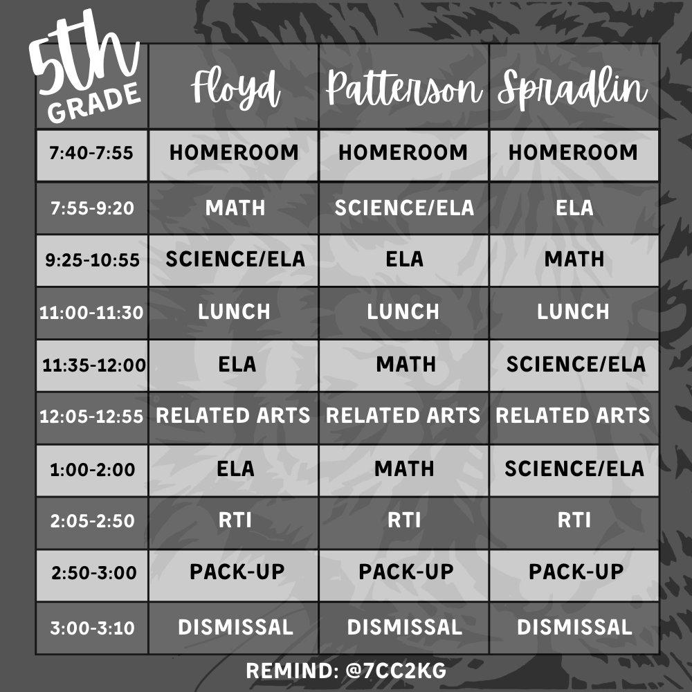 5th grade Schedule