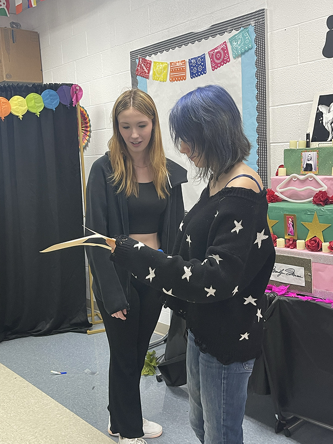 Students working on their altar