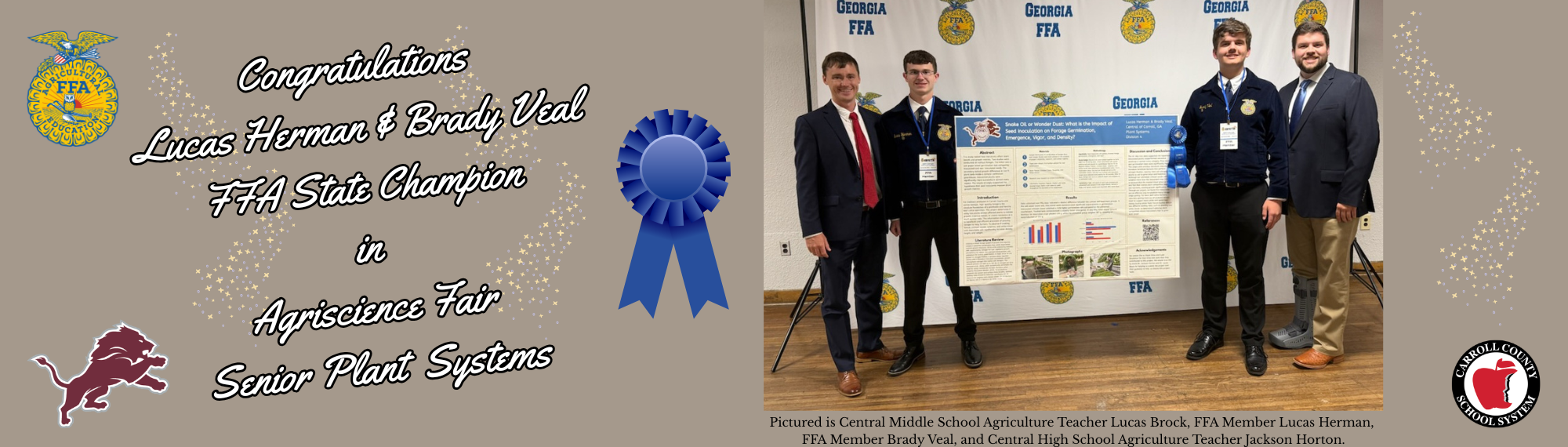Brady Veal and Lucas Herman FFA State champions in agriscience fair senior plant systems