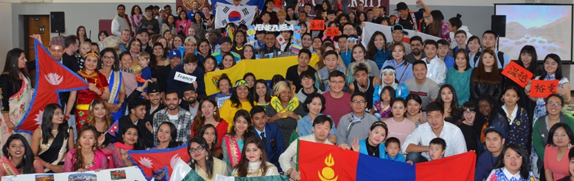 CU int'l students and flags