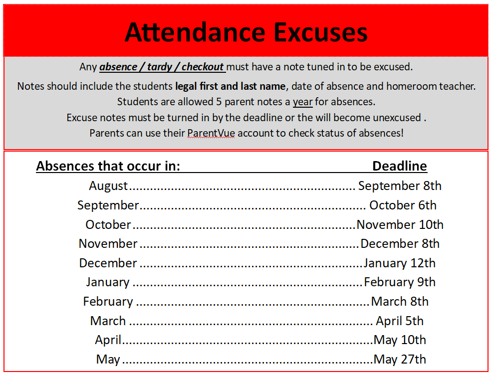 Attendance Deadlines 2023-24