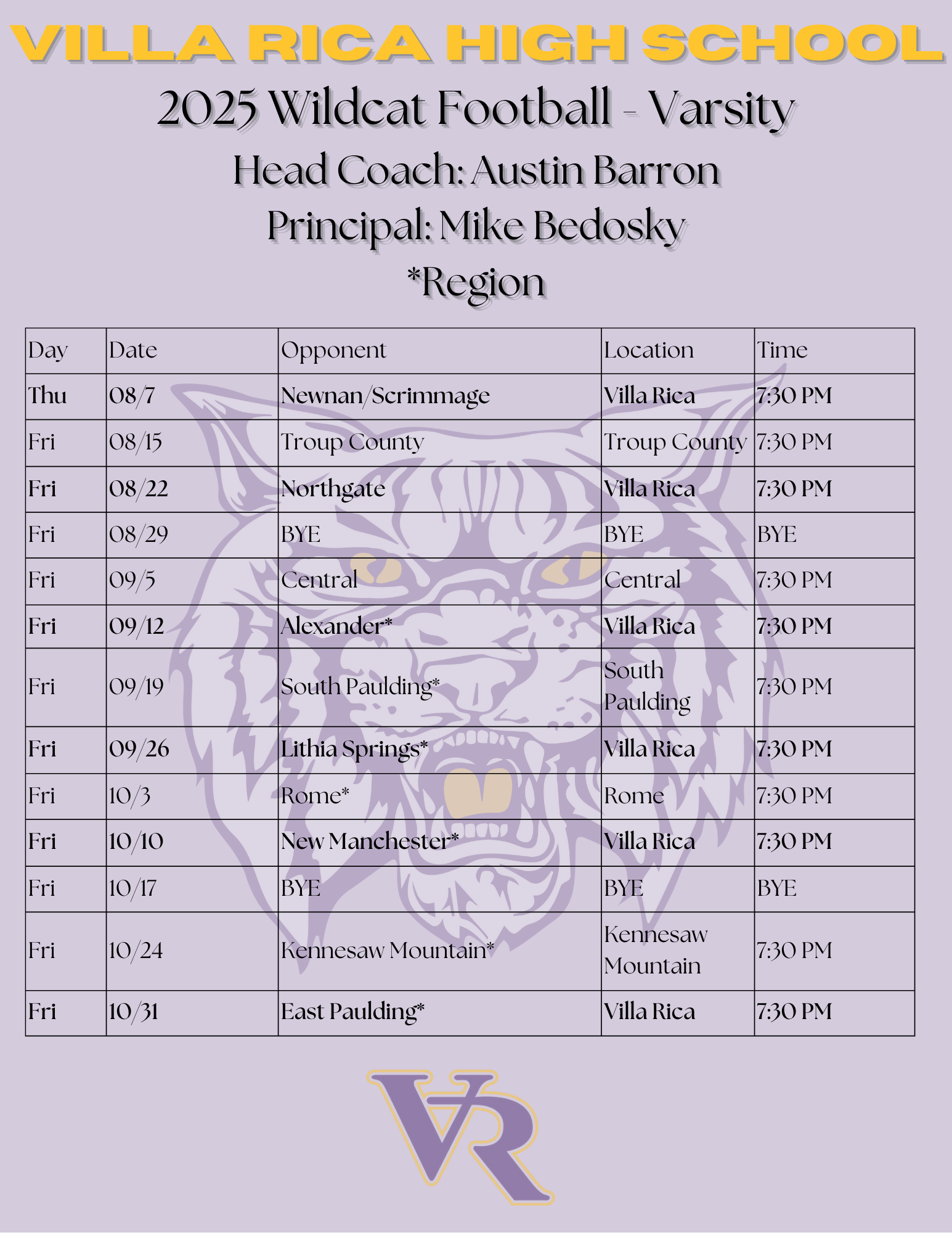 schedule