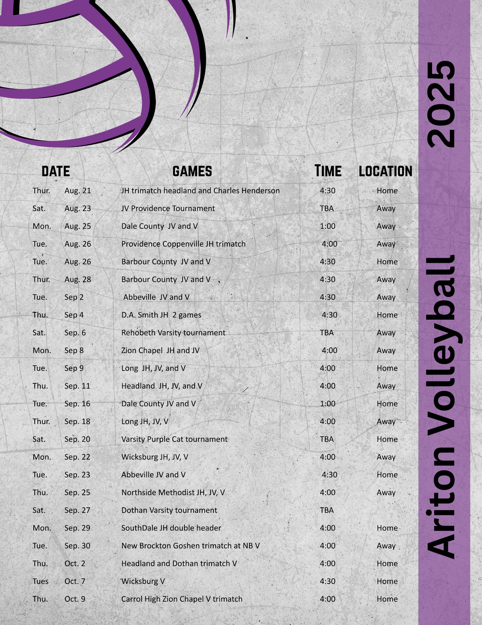 2025 schedule