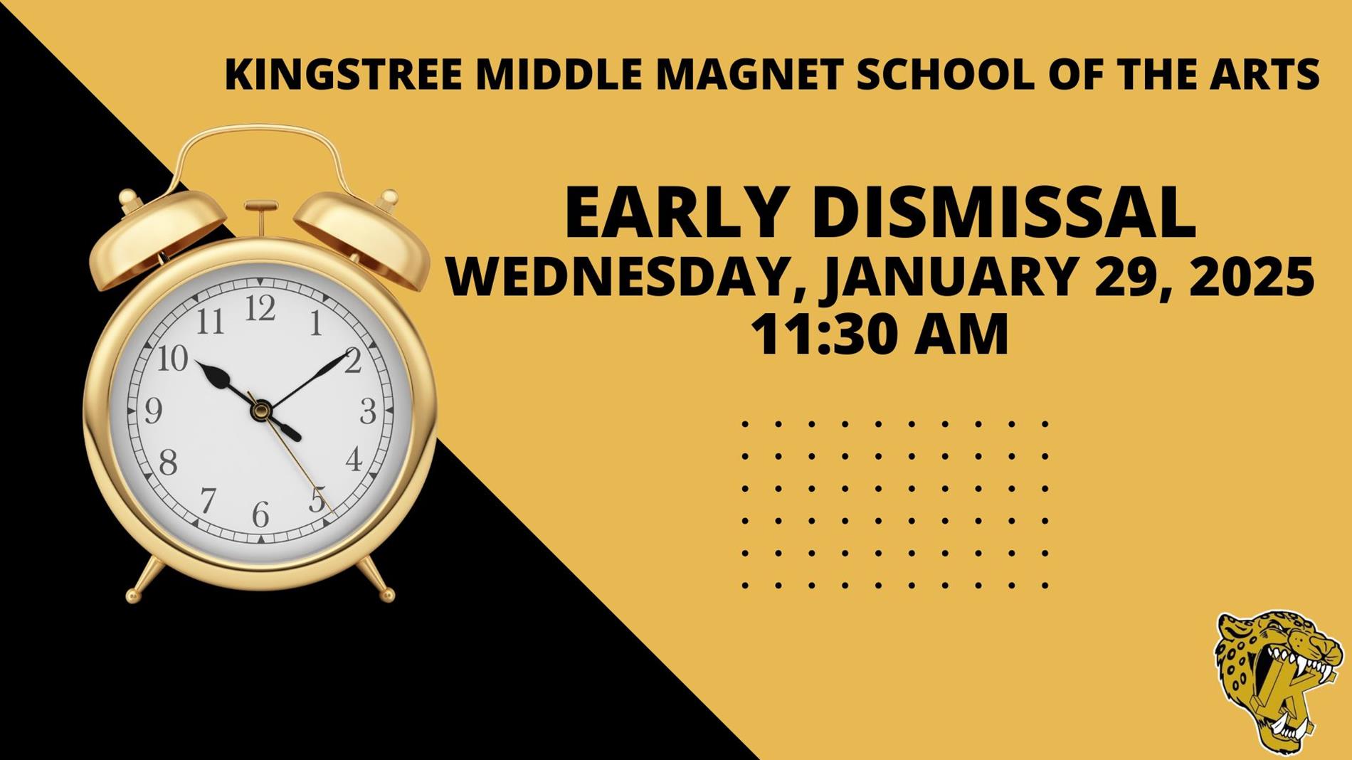 Early Dismissal Wednesday, January 29, 2025