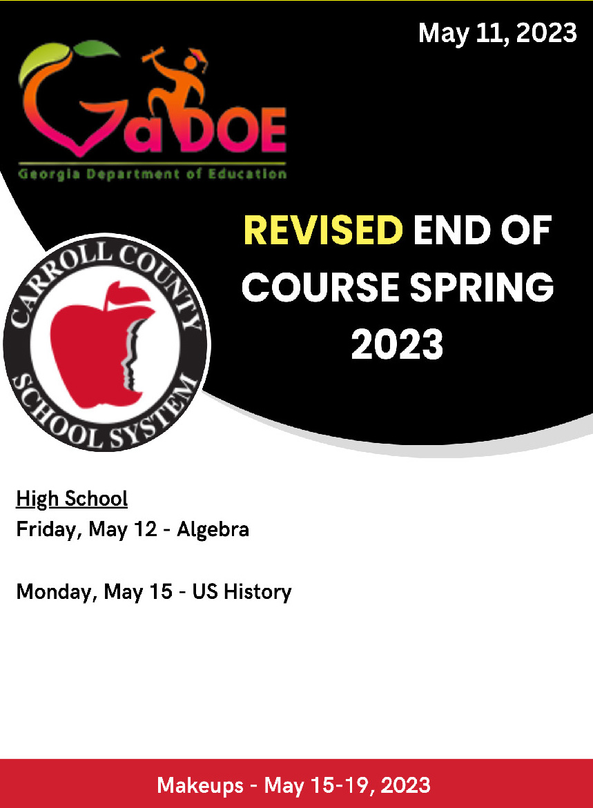 Revised End of Course Spring 2023 Schedule