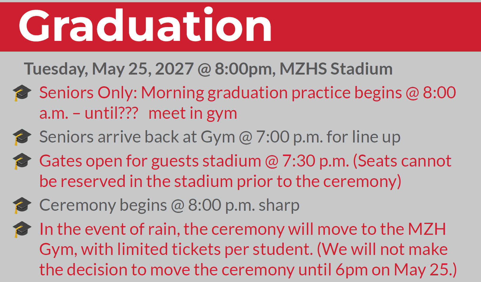 Graduation information