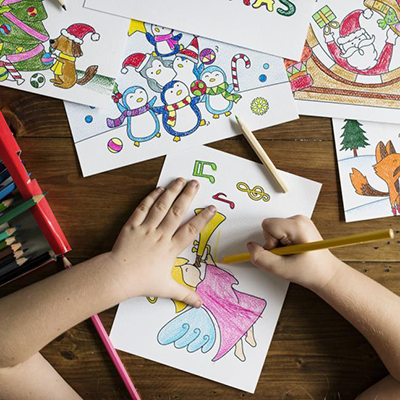 image of kids coloring