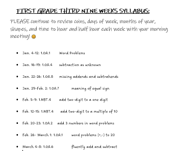 3rd 9 weeks math