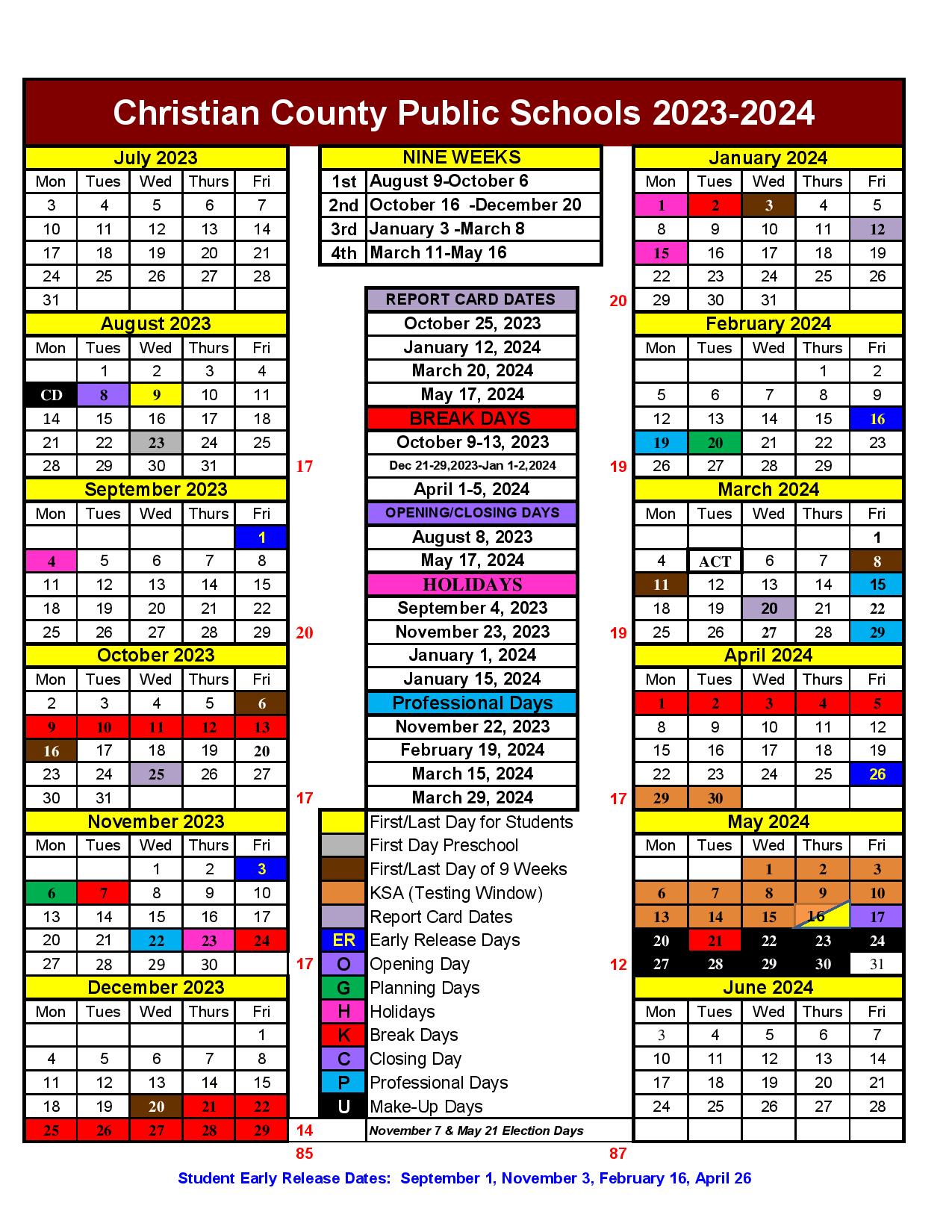 School Year Calendars