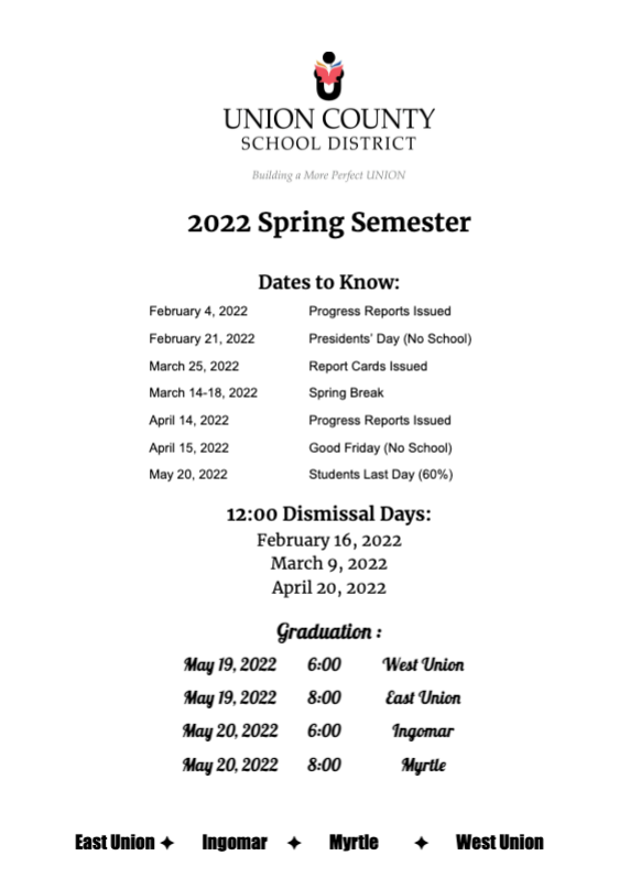 2022 Spring Dates