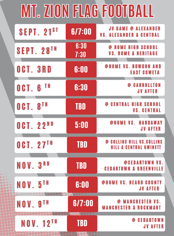 Flag Football Schedule 2026