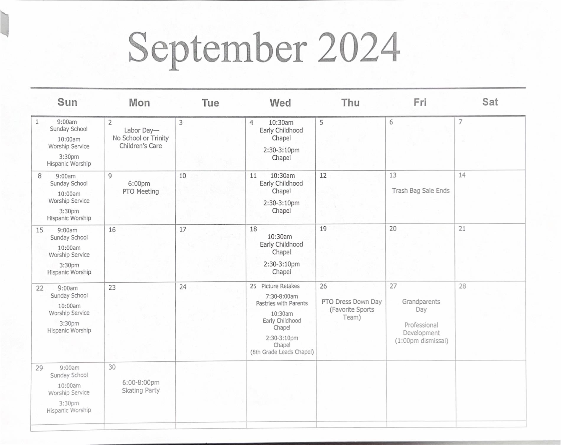 September 2024 Calendar