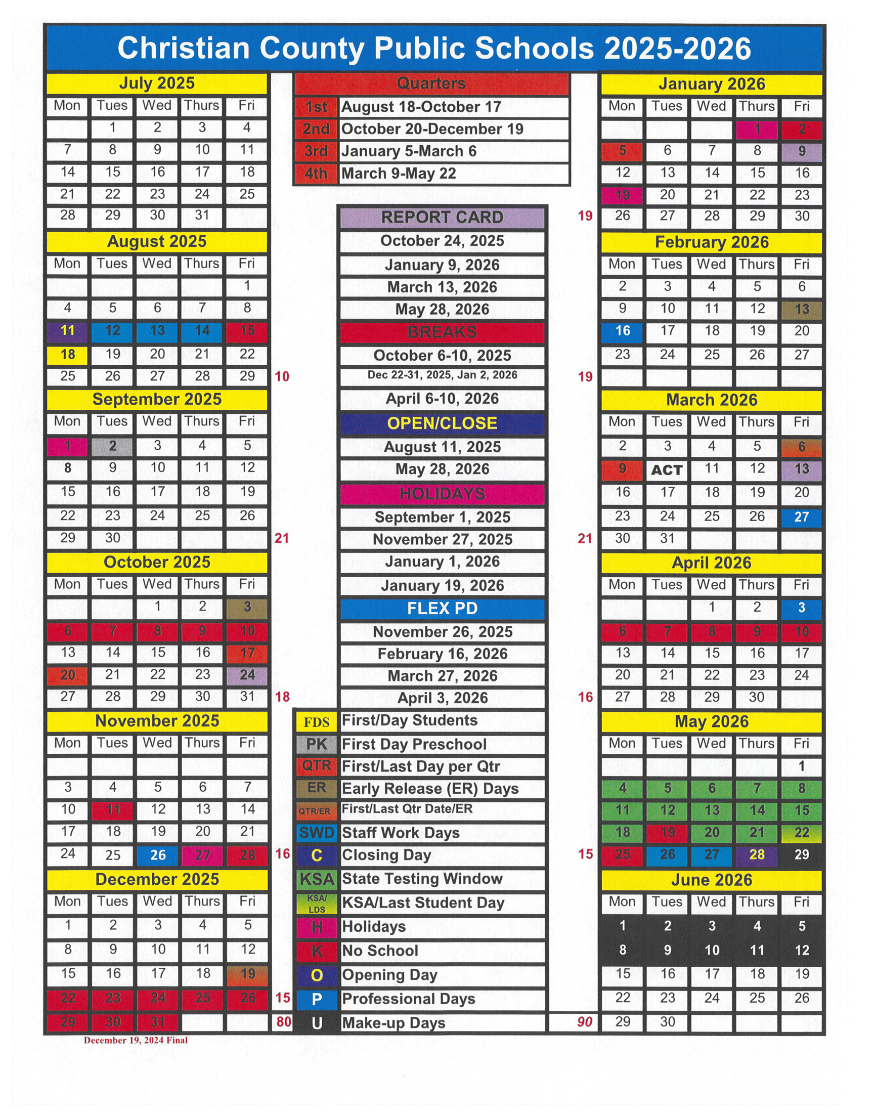 2025 2026 School Calendar