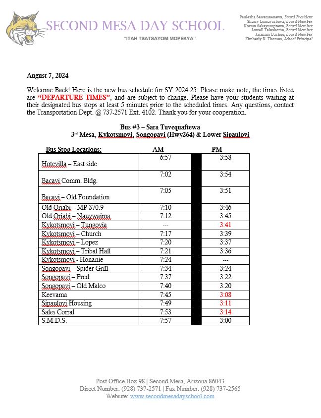 Bus Schedule